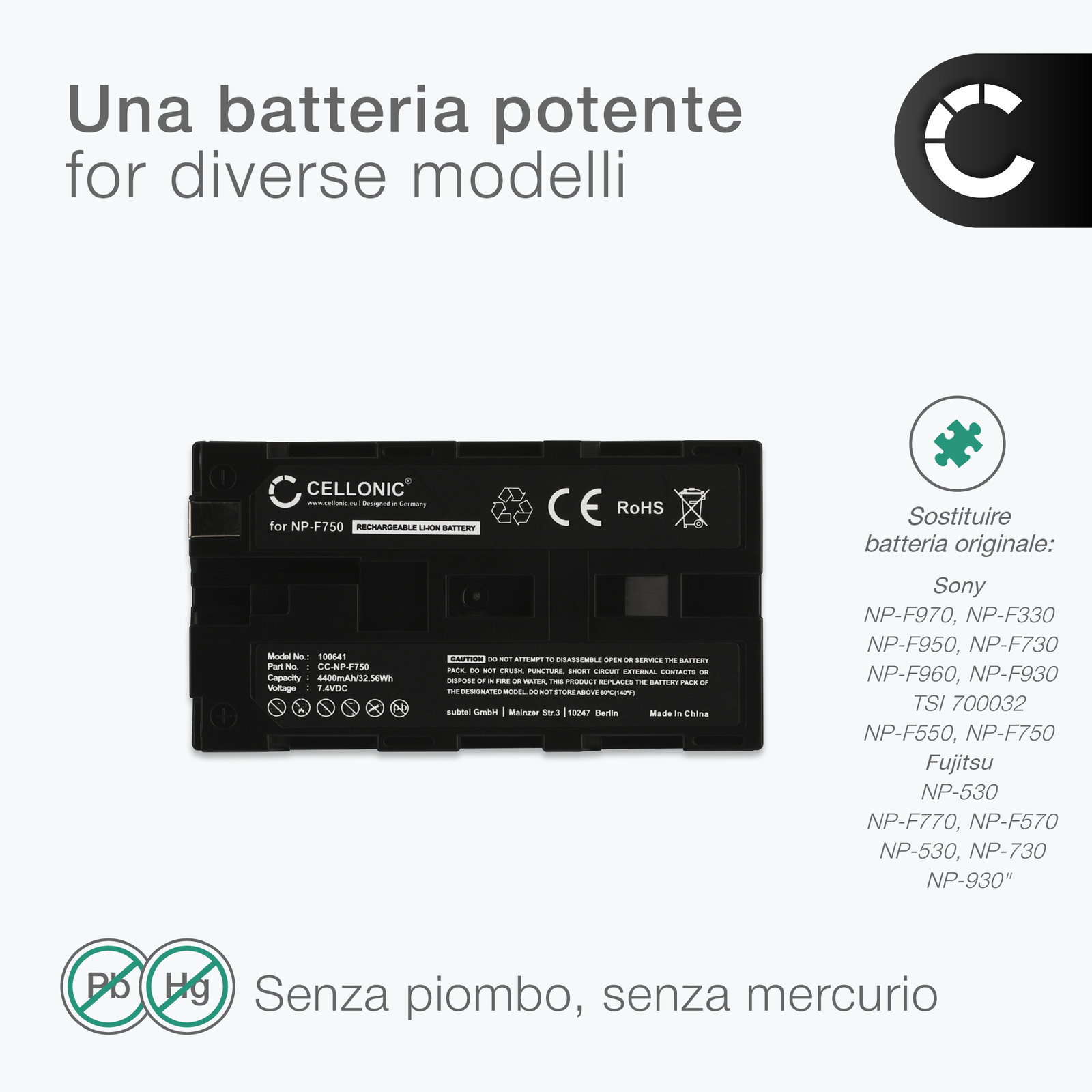 AKKUVERSUM Akku kompatibel mit Sony HXR-MC2000E Li-Ion Akku, Li-Ion, 7.2 Volt, 2300 mAh