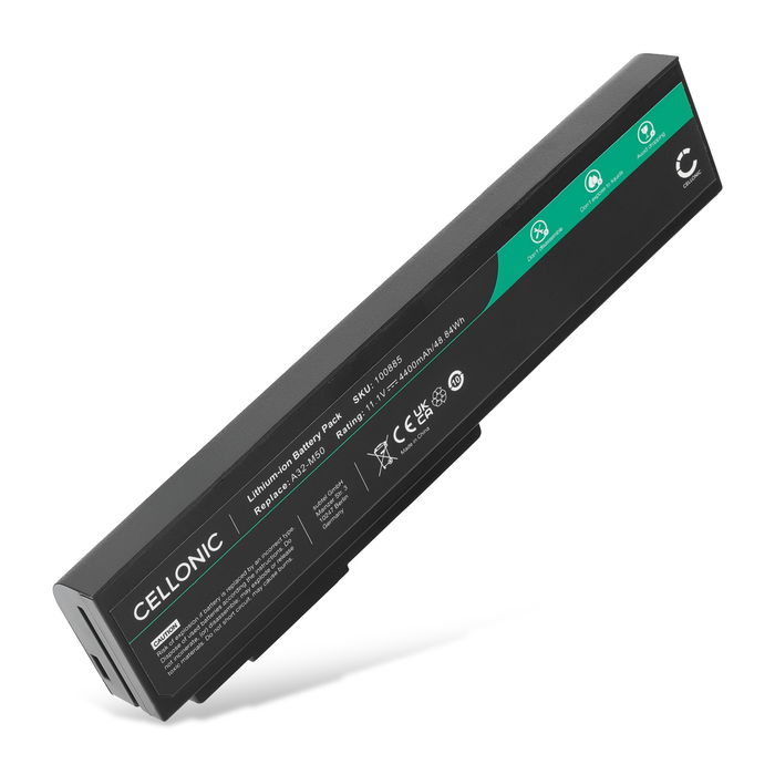 Battery for ASUS B43, X55, N53S, N53SV, N53, N61J, G51J, G60J, X64J, Pro58 Series 11.1V 4400mAh from CELLONIC