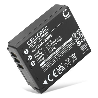 Batteria CGA-S007,CGR-S007,DMW-BCD10 per fotocamera Panasonic Lumix DMC-TZ5 DMC-TZ5 DMC-TZ3 DMC-TZ1 DMC-TZ4 DMC-TZ2 Affidabile ricambio da 900mAh, marca CELLONIC