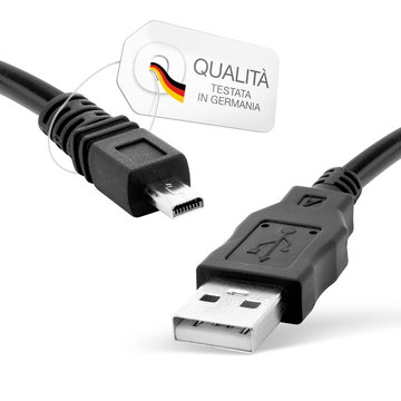 Cavetto USB per Panasonic Lumix DMC-FZ1000 DMC-FZ72, DMC-FZ50, DMC-FZ300, DMC-FZ28 -FZ200, DMC-TZ57, -TZ58, DMC-TZ60, -TZ61, DMC-TZ71, DMC-G6, -G3, DMC-SZ10, DMC-LX7 Filo lungo 1.5m ricarica usb Cavo dati, nero, in resistente PVC