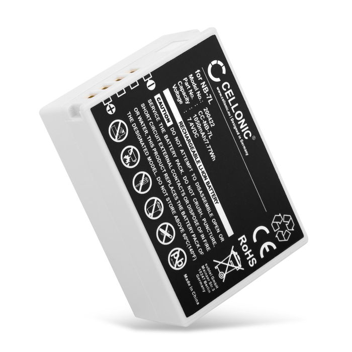 Battery for Canon PowerShot SX30 IS, PowerShot G12, PowerShot G11, PowerShot G10, NB7L NB-7L (1050mAh, 7.4V) from CELLONIC