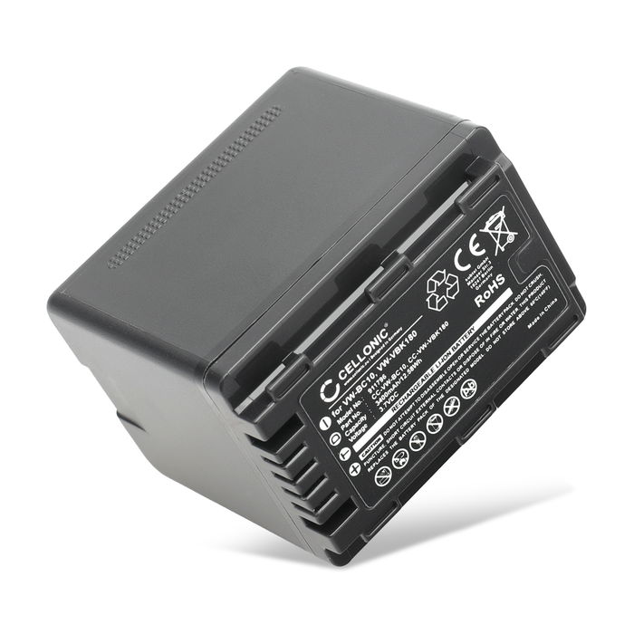 Batteria per Panasonic VX870 SD40 TM80 SD90 SD80 SD60 HS80 SD66 V707 VBK180 VBK360 VW-BC10 VW-VBK180 VW-VBK360 VW-VBL090 (3400mAh, 3.7V) marca CELLONIC