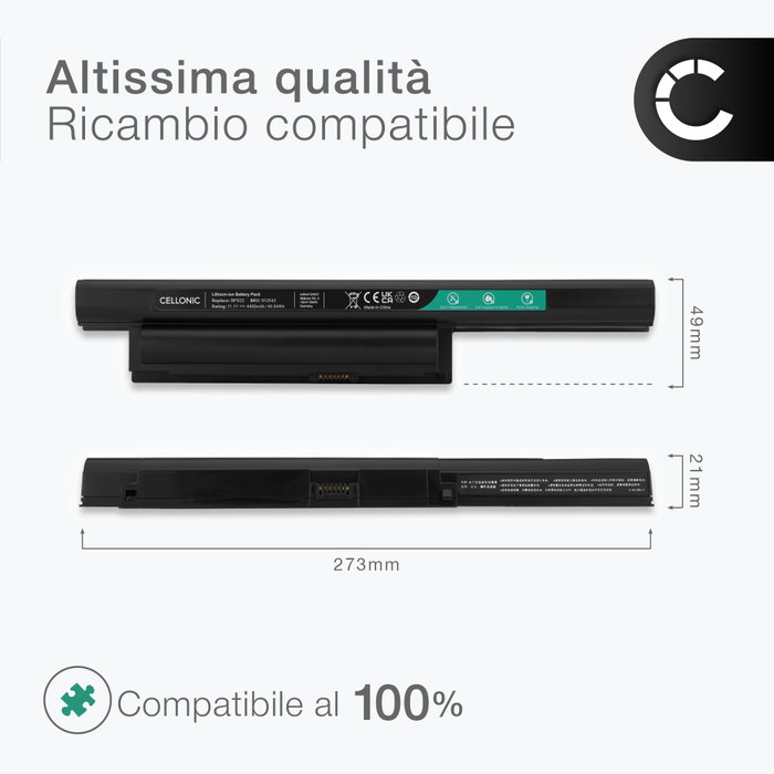 Batteria 6 Celle 5200mAh Per Sony Vaio VGP-BPS22 – Compatibile Con Serie EB/EC, Nuova