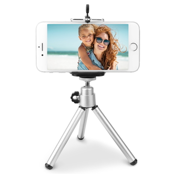 Treppiede per smartphone e fotocamere (attacco da ¼ di pollice), con supporto universale (5/8 cm) | Piccolo treppiede portatile da viaggio leggerissimo e compatto