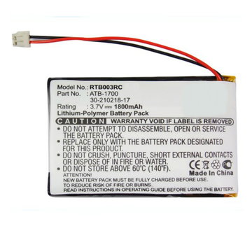 Batteria sostitutiva 30-210218-17, ATB-1700 per telecomando/radiocomando RTI T3-V, RTI T3-V+, RTI T3-V Plus Affidabile ricambio da 1800mAh celle dalla lunga durata di vita utile