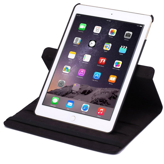 Custodia In Pelle Per IPad Air 1 E Air 2 (9,7") – Multi Angolo, Tasca Portadocumenti, Nero - 4