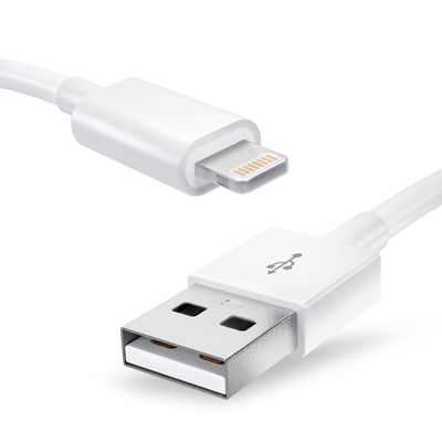 Cavo USB 2.0 con connettore Lightning 8 Pin per telefono Apple iPhone 14, 13, 12, 11, X, XS, XR, 8, 7, SE filo di 1m cavetto dati & ricarica in bianco per cellulare