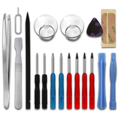 Set per riparazione telefono, 18 pezzi, per smartphone: 2 giravite pentalobo, 4 cacciavite TORX, pinzette, levetta e tanto altro ancora | kit per smontare smartphone