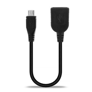 Cavo OTG Micro USB per cellulare HTC One M9, M8, M8s, A9, Max, Mini / Desire 820, 620, 530, 526G, 530 USB A versione 2.0 guaina in PVC cavetto adattatore per telefono smartphone 'on the go', da 15cm nero