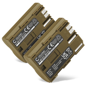 2x Batteria BP-511,-512,-514,BP-508 per fotocamera Canon EOS 5D EOS 50D, EOS 40D, EOS 30D 300D, EOS 20D 20Da, EOS 10D, EOS D60, Canon PowerShot G3 G5 G6 G1 G2, Pro1, Canon MV700 MV500 MC300, Canon Optura, Canon ZR, Canon FV Affidabile ricambio da 1600mAh,