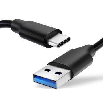 Cavo USB 2.0 con connettore USB C Type C per telefono HTC 10 / U11, Plus, Life / U12, Plus, Life / U Play / Desire 19 Plus / Bolt filo di 1,0m cavetto dati & ricarica 3A in PVC nero per cellulare
