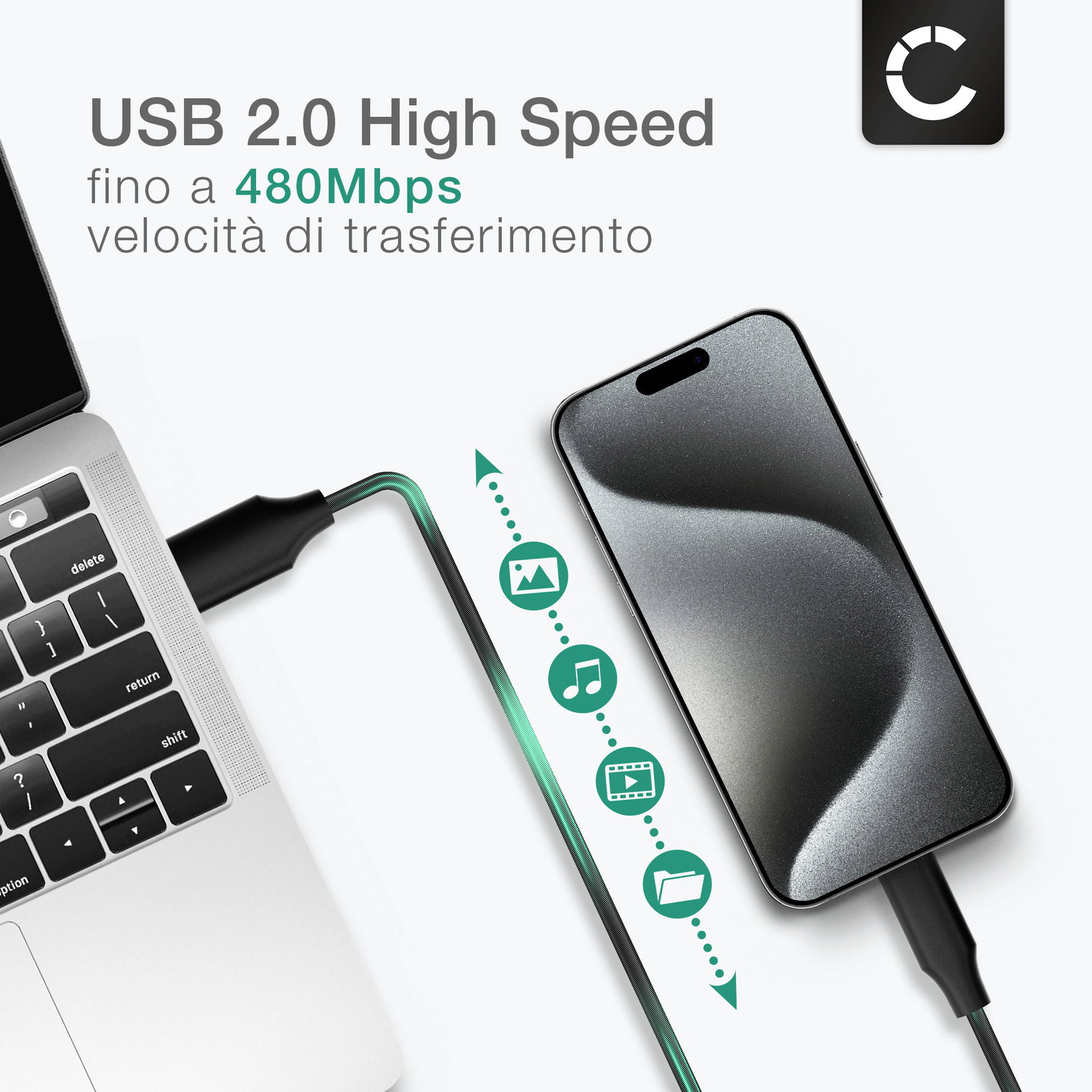Cavo USB Tipo C 3m Per Xiaomi Mi Note 10 Lite - Ricarica Rapida E Trasferimento Dati 480 Mbps - 2