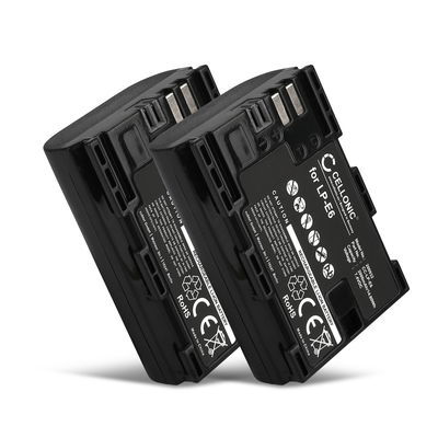 2x Batteria LP-E6 LP-E6N per fotocamera Canon EOS 5D Mark II III IV EOS 5DS R EOS 60D 60Da 6D Mark II EOS 70D EOS 7D Mark II EOS 80D EOS R Affidabile ricambio da 2000mAh, marca CELLONIC