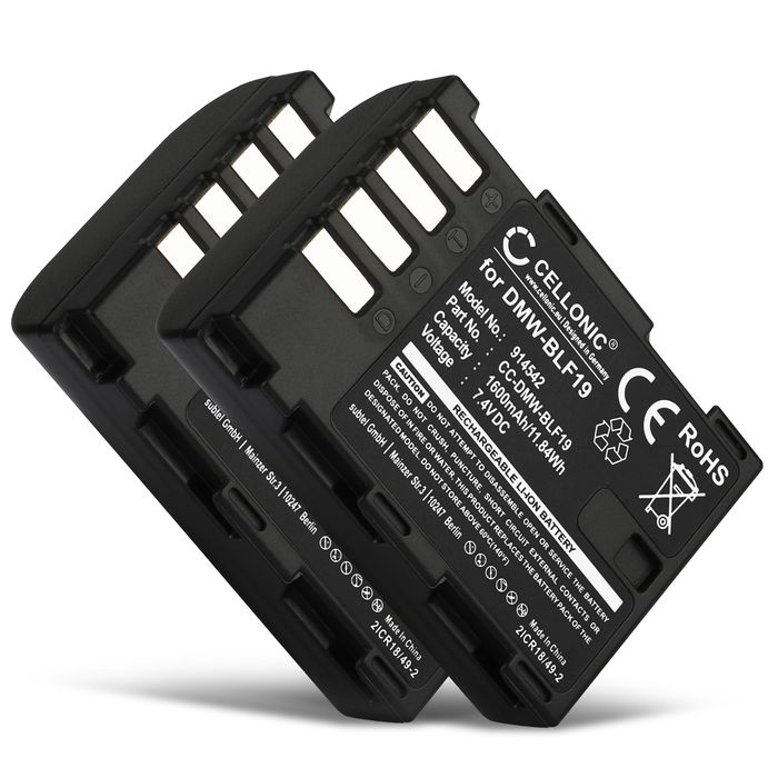 2x Battery for Sigma SD Quattro, SD Quattro H BP-61 (1600mAh, 7.4V) from CELLONIC