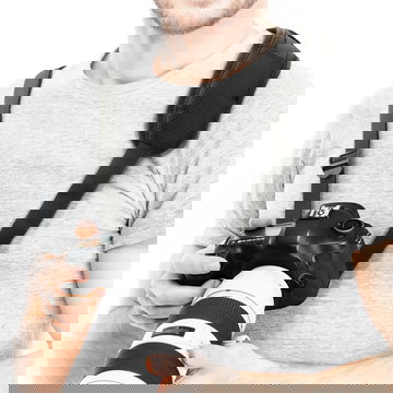 Tracolla universale con aggancio e sgancio rapido e 1/4" pollice filo vite, nero (max 1,50m regolabile in lunghezza) Cintura di qualità per un fotocamera a prova di scatto