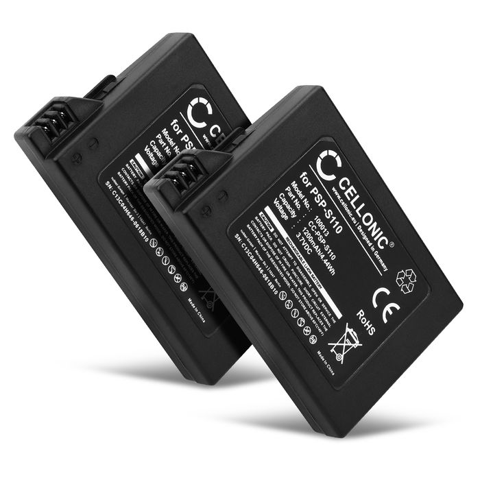 2x Sony PSP Slim & Lite (PSP-2000 / PSP-2004) Batteria marcata CELLONIC, 1200mAh di capacità