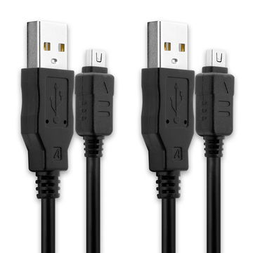 2x Camera USB Cable for Olympus Stylus 1 XZ-2 XZ-10 OM-D E-M5 E-M1 E-M10 Mark Pen E-PL7 E-PL5 1.5m Fast Charging Data Cable for Camera Charger Lead PVC - Black