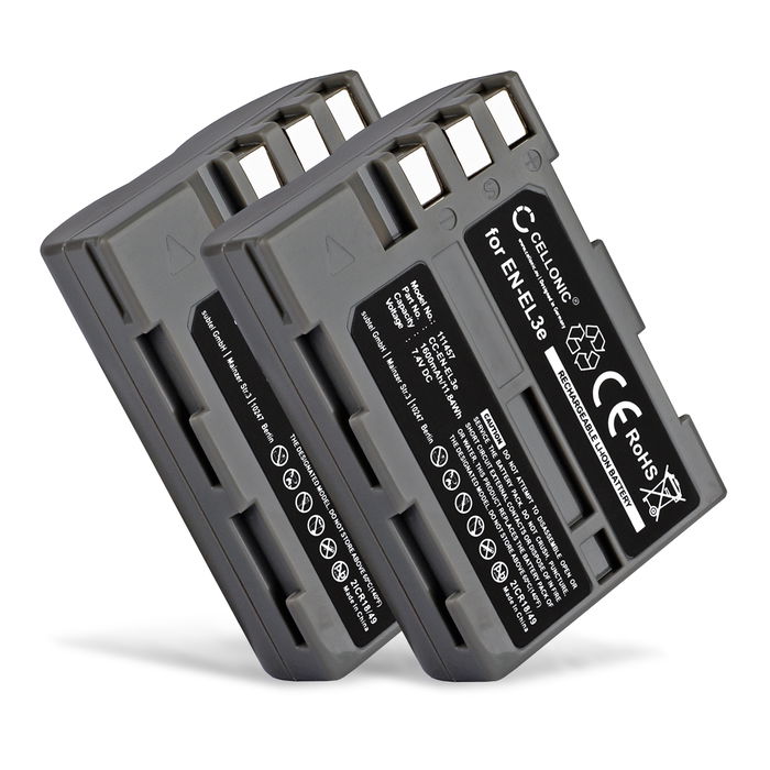 2x CELLONIC Camera Battery for Nikon D50 D70s D80 D90 D200 D300 D300S Replacement EN-EL3e Battery 1600mAh Backup