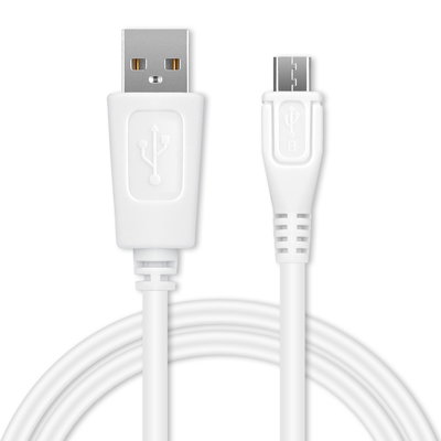 Cavo USB 2.0 con connettore Micro USB per telefono bq Aquaris V, V Plus, U2, U2 Lite, X5, X5 Plus, Cyanogen, E5 HD, FHD, E6, E4.5, A4.5 filo di 1m cavetto dati & ricarica 1A in PVC bianco per cellulare