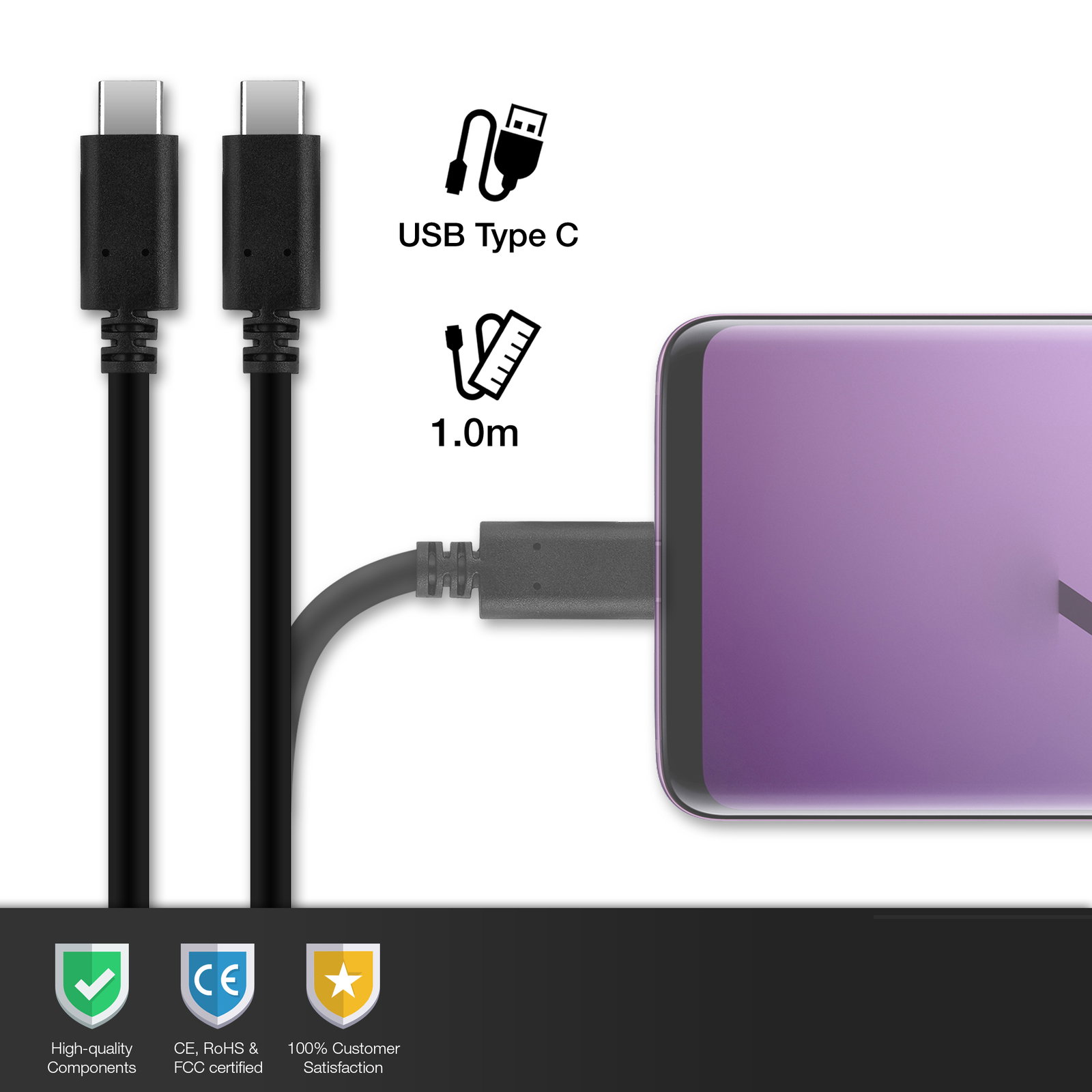Cavo USB di tipo C per Xiaomi Redmi Note 7 Pro Ricarica Rapida - Cavo