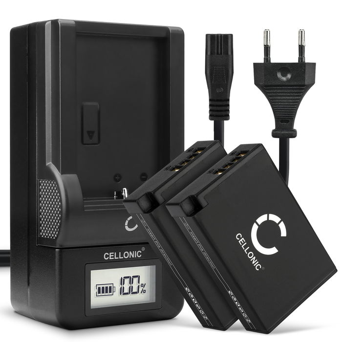 2x Canon EOS 250D Batteria da 950mAh marcata CELLONIC + Caricabatteria