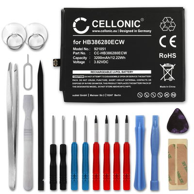 Batteria CELLONIC HB386280ECW per Huawei P10 / Honor 9 Ricambio da 3200mAh + Set di strumento Sostituzione facile con utensili adatti e duraturi