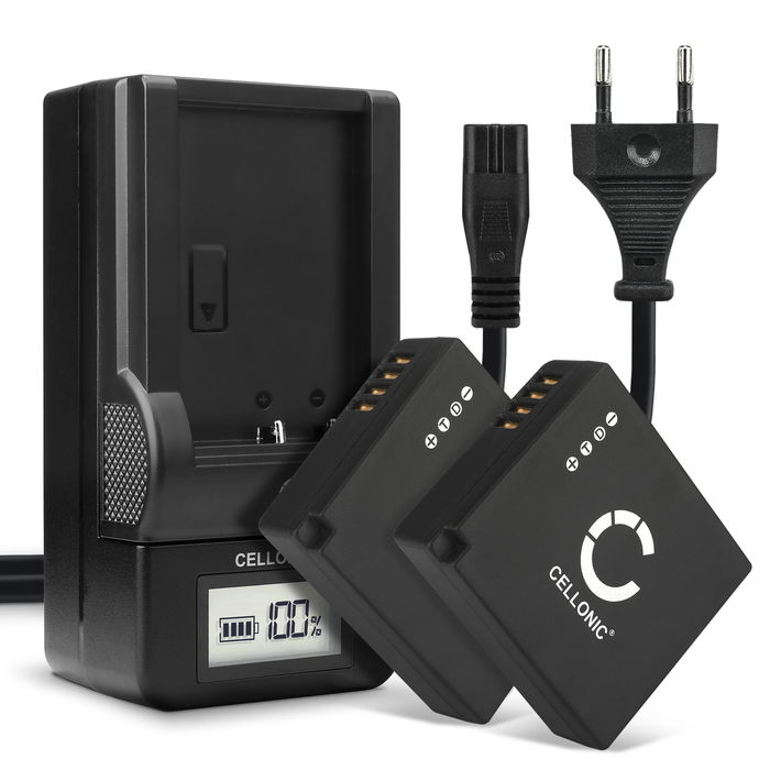 2x Panasonic Lumix DMC-LX100 Batteria da 730mAh marcata CELLONIC + Caricabatteria