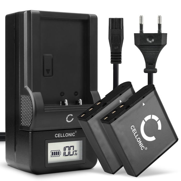 2x Battery for Besteker F301, 302S, HDV-D328, HDV-VD2, HDV-Z28, DDV-V6, DDV-V8, HDV-301S FHD 950mAh + Charger from CELLONIC