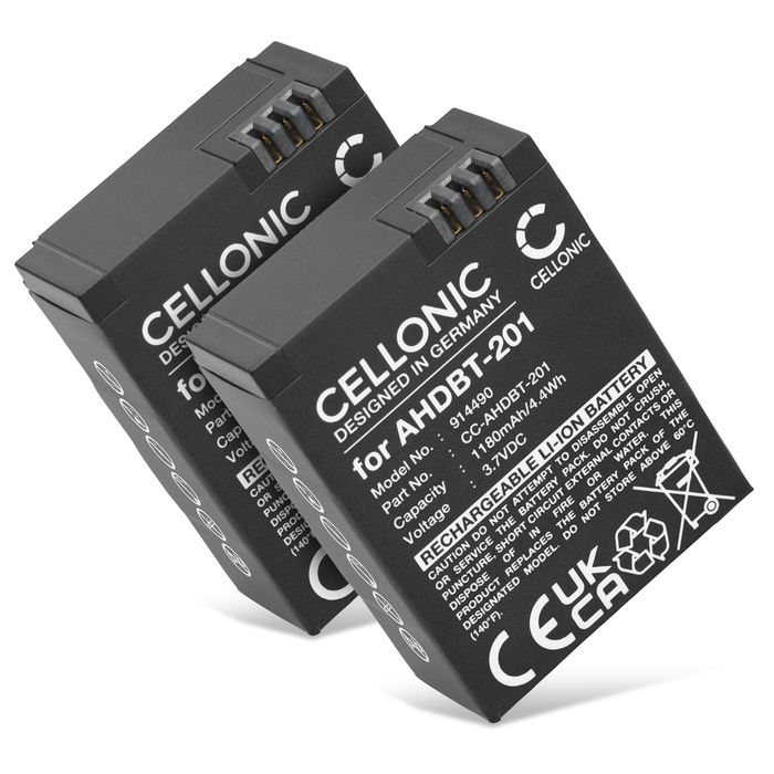 2x GoPro Hero 3 Batteria marcata CELLONIC, 1180mAh