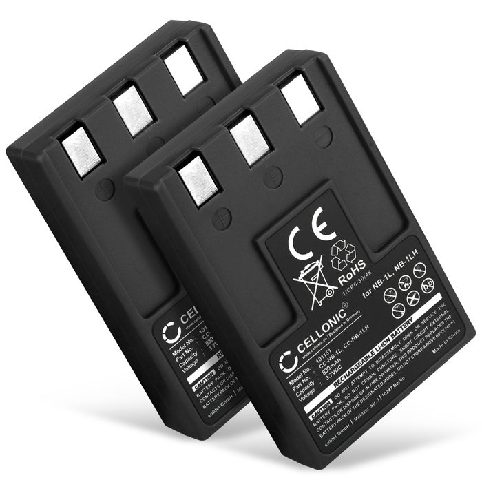 2x Canon NB-1LH Batteria da 830mAh marcata CELLONIC