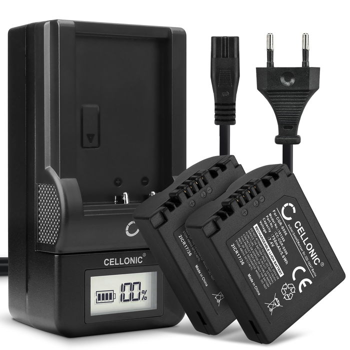 2x Panasonic CGR-S006 Batteria marcata CELLONIC, 750mAh + Caricabatteria