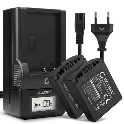 2x Batteria per Panasonic Lumix FZ18, FZ28, FZ50, FZ30, FZ35, FZ38, FZ8, FZ7, CGR-S006 - CGA-S006, DMW-BMA7 750mAh + Caricabatteria BC-DC5 DE-A43B DE-A44A di Ricambio sostituzione scorta