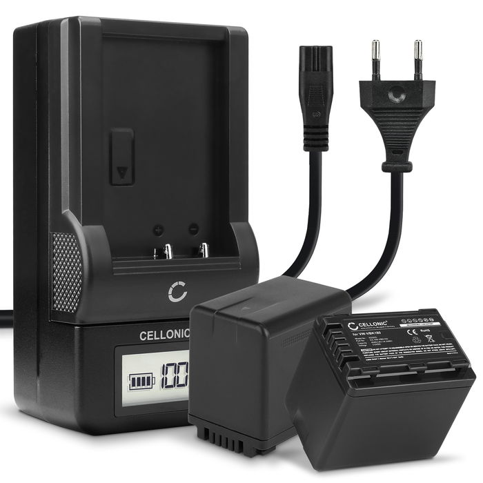 2x Panasonic VW-VBT380 Batteria da 4040mAh marcata CELLONIC + Caricabatteria