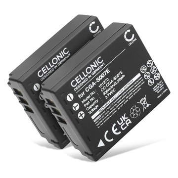 2x Batteria CGA-S007 CGR-S007 DMW-BCD10 per fotocamera Panasonic Lumix DMC-TZ5 DMC-TZ5 DMC-TZ3 DMC-TZ1 DMC-TZ4 DMC-TZ2 Affidabile ricambio da 900mAh, marca CELLONIC