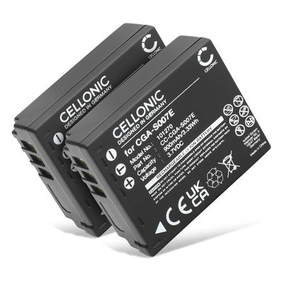 2x Batteria CGA-S007 CGR-S007 DMW-BCD10 per fotocamera Panasonic Lumix DMC-TZ5 DMC-TZ5 DMC-TZ3 DMC-TZ1 DMC-TZ4 DMC-TZ2 Affidabile ricambio da 900mAh, marca CELLONIC