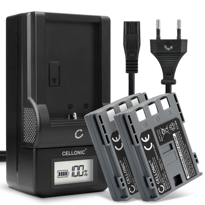 2x Canon EOS 350D Batteria marcata CELLONIC, 700mAh + Caricabatteria