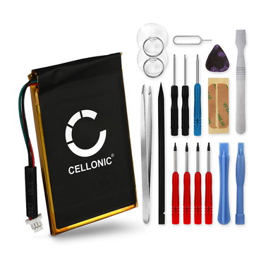 Batteria di ricambio 361-00019-12 per navigatore Garmin Edge 605 / Edge 705 / Nüvi 465 da 1250mAh + Set di strumento per smontare agevolmente anche viti di altri dispositivi