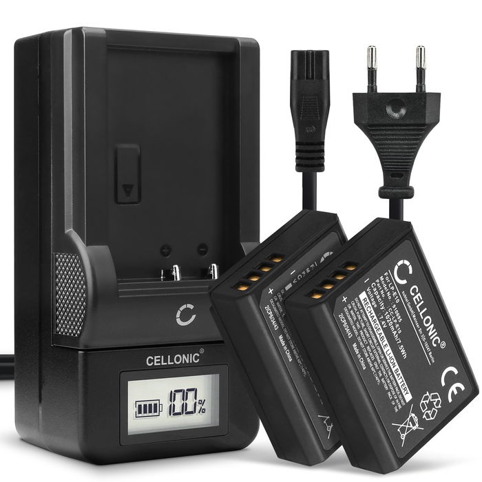 2x Canon EOS 2000D Batteria marcata CELLONIC, 1020mAh + Caricabatteria