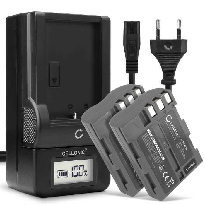 2x Nikon D200 Batteria da 2000mAh marcata CELLONIC + Caricabatteria