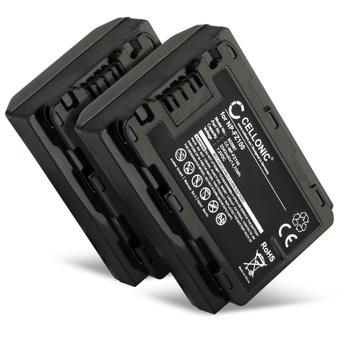 2x Batteria per Sony Alpha 7 IV, A6700, A6600, A7C, A7S III, A7R III, A1, A9, 2040mAh da CELLONIC