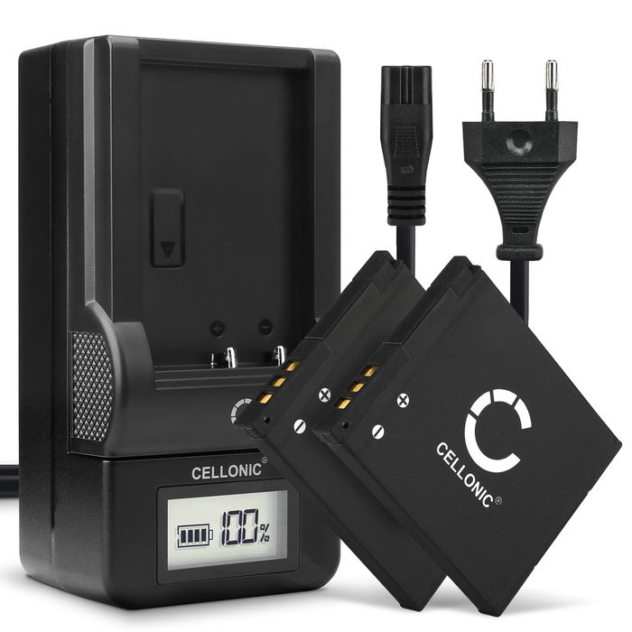 2x CELLONIC Camera Battery for Panasonic Lumix DMC-SZ10 SZ3 SZ8 SZ9 DMC-FS50 DMC-XS1 XS3 DMC-F5 DMC-FH10 Replacement DMW-BCL7 DMW-BCL7e Battery 600mAh Backup + Charger