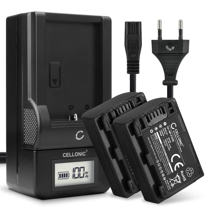 2x Sony DCR-HC23 Batteria marcata CELLONIC, 700mAh + Caricabatteria