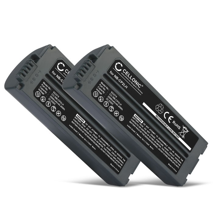 2x Batteria NB-CP2LH NB-CP2L per Canon Selphy CP1500, CP1300, CP1200, CP1000, CP910, CP900, CP810, CP800, CP780, CP510 2000mAh 22.2V marca CELLONIC, ideale per stampante ed etichettatrici