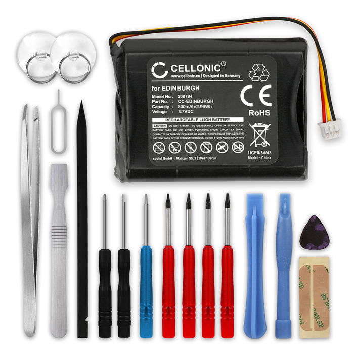 TomTom Rider Europe Batteria marcata CELLONIC, 800mAh di capacità + Set di strumento