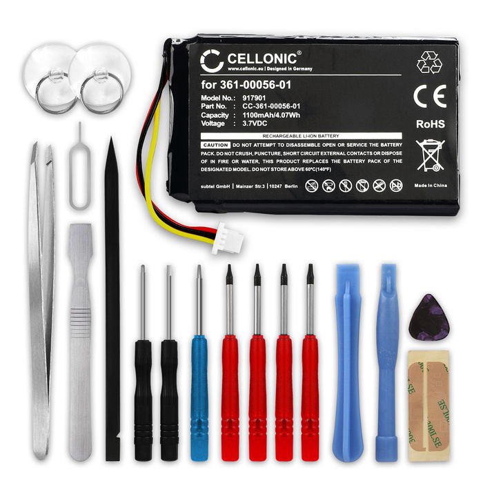 Garmin 361-00056-01 Batteria marcata CELLONIC, 1100mAh di capacità + Set di strumento
