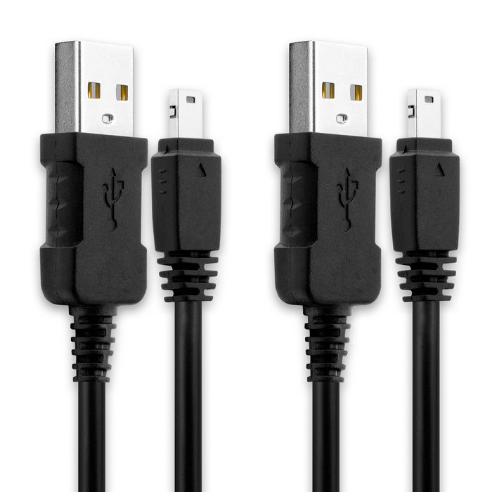 2x Camera USB Cable for Casio Exilim EXFH20, Casio Exilim Z75, Casio F1, Casio FC100, TR150, EXH15 1m Fast Charging Data Cable for Camera 0.5A Charger Lead PVC - Black