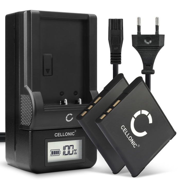 2x Sony Cyber-shot DSC-W520 Batteria da 580mAh marcata CELLONIC + Caricabatteria