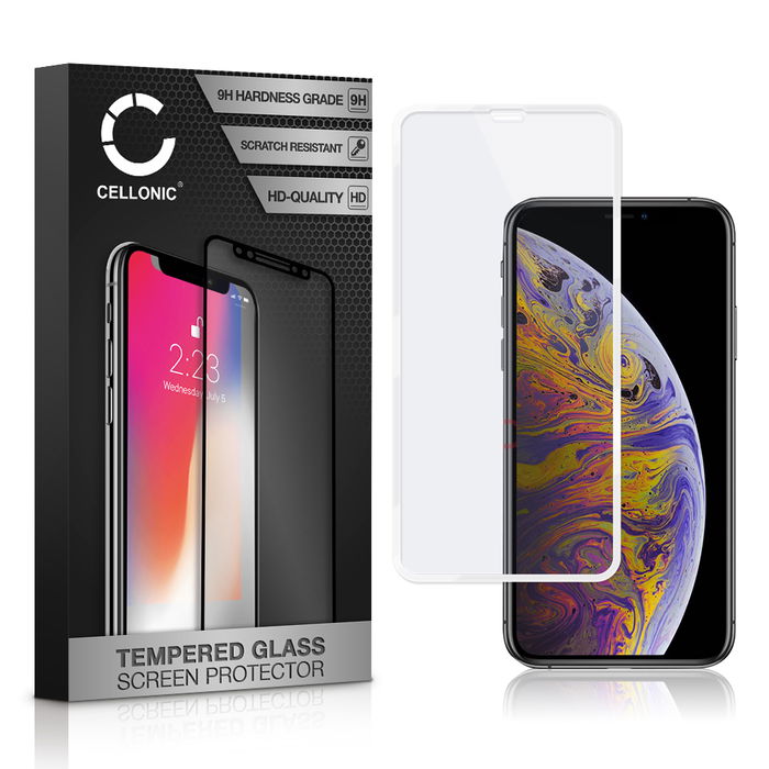 Vetro temperato CELLONIC per iPhone XS Max, screen protector (3D Full Cover 9H 0,33mm Full Glue) bianco Pellicola salva schermo per telefono cellulare smartphone