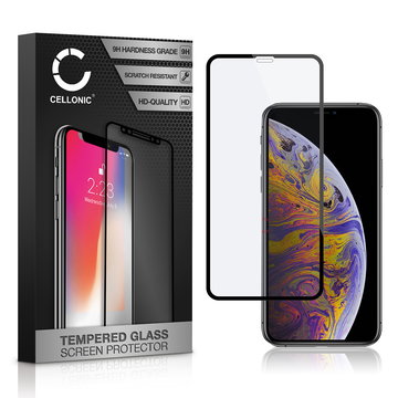 Vetro temperato CELLONIC per iPhone Xs Max, screen protector (3D Full Cover 9H 0,33mm Full Glue) nero Pellicola salva schermo per telefono cellulare smartphone