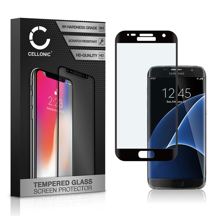 Vetro temperato CELLONIC per Samsung Galaxy S7 Edge (SM-G935), screen protector (3D Full Cover 9H 0,33mm Full Glue) nero Pellicola salva schermo per telefono cellulare smartphone